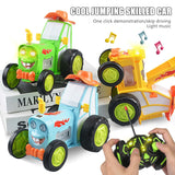 NNEDSZ Blue 360 Rotating Crazy Jumping Car with Light Music Remote Control RC Stunt Car AU