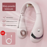 NNEDSZ Pink 5000mAh Mini Neck Fan Bladeless Foldable Portable Quiet Rechargeable 360degree Cooler