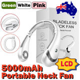 NNEDSZ 5000mAh Mini Neck Fan Bladeless Foldable Portable Quiet Rechargeable 360 degree Cooler random color