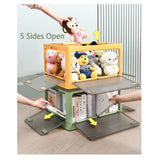 NNEDSZ 28L yellow Storage Container Stackable 5 Sides Open Top Lid Transparent Foldable