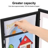NNEDSZ Children Kids Art Frames Art Projects Wooden Artwork Display 150 Pictures Hold Black