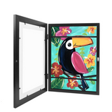 NNEDSZ Children Kids Art Frames Art Projects Wooden Artwork Display 150 Pictures Hold Black