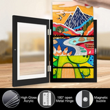 NNEDSZ Children Kids Art Frames Art Projects Wooden Artwork Display 150 Pictures Hold Black
