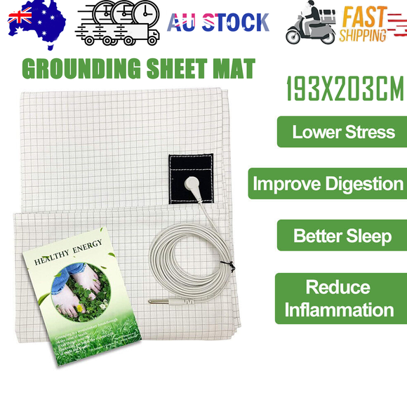 NNEDSZ Bed Earthing Sheet Grounding Sheet Mat Large Bed Sheet Flat Sheet W/AU Plug193x203cm