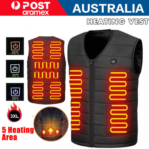 NNEDSZ 3XL Electric Vest Heated Jacket USB Thermal Warm Heat Pad Winter Body Warmer Unisex