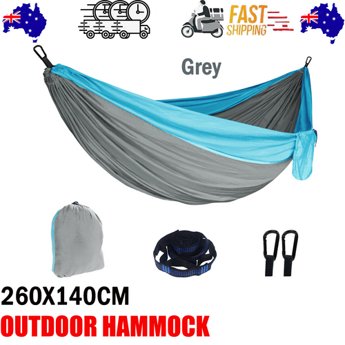 NNEDSZ Outdoor Camping Hammock  Lightweight 260x140cm Portable Travel Grey