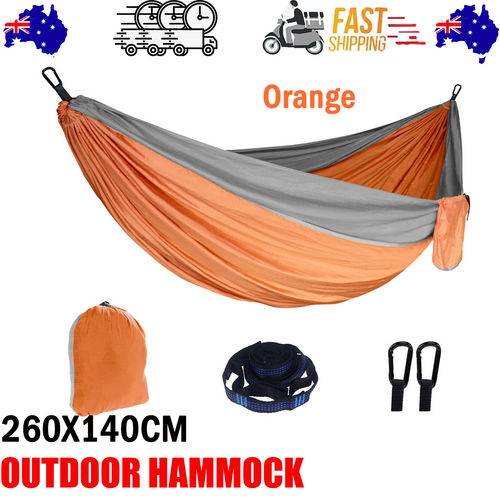 NNEDSZ Outdoor Camping Hammock  Lightweight 260x140cm Portable Travel Orange