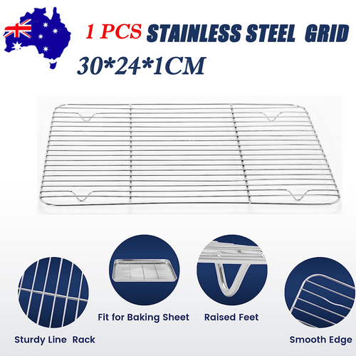 NNEDSZ 1pc Stainless Steel Baking Pan Toaster Oven Pans Grid Baking Dish BBQ Cookie Cake, 30*24cm