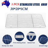 NNEDSZ 1pc Stainless Steel Baking Pan Toaster Oven Pans Grid Baking Dish BBQ Cookie Cake, 38*28cm