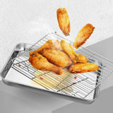 NNEDSZ 1pc Stainless Steel Baking Pan Toaster Oven Pans Grid Baking Dish BBQ Cookie Cake, 38*28cm