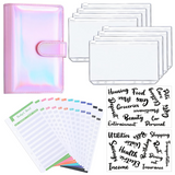 NNEDSZ A6 PU Leather Notebook Binder Budget Planner Organizer Cover Cash Pockets Sheets