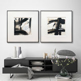 NNEDSZ Wall Art Original Abstract Oil Painting on Framed Canvas 1000mmx1000mm Set of 2 Contemplative Space