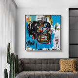 NNEDSZ Wall Art 60cmx60cm Blue Head By Basquiat Black Frame Canvas