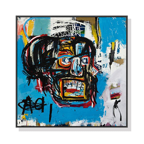 NNEDSZ Wall Art 60cmx60cm Blue Head By Basquiat Black Frame Canvas
