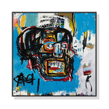 NNEDSZ Wall Art 60cmx60cm Blue Head By Basquiat Black Frame Canvas