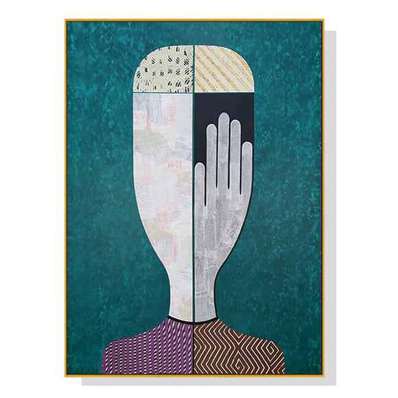 NNEDSZ Wall Art 60cmx90cm Abstract Man Gold Frame Canvas