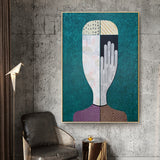 NNEDSZ Wall Art 60cmx90cm Abstract Man Gold Frame Canvas
