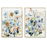 NNEDSZ Wall Art 50cmx70cm Colourful Floras Watercolour style 2 Sets Gold Frame Canvas