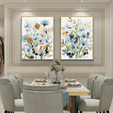 NNEDSZ Wall Art 60cmx90cm Colourful Floras Watercolour style 2 Sets Gold Frame Canvas