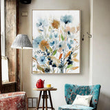 NNEDSZ Wall Art 70cmx100cm Colourful Floras Watercolour style I Gold Frame Canvas