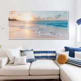 NNEDSZ Wall Art 40cmx80cm Ocean and Beach White Frame Canvas