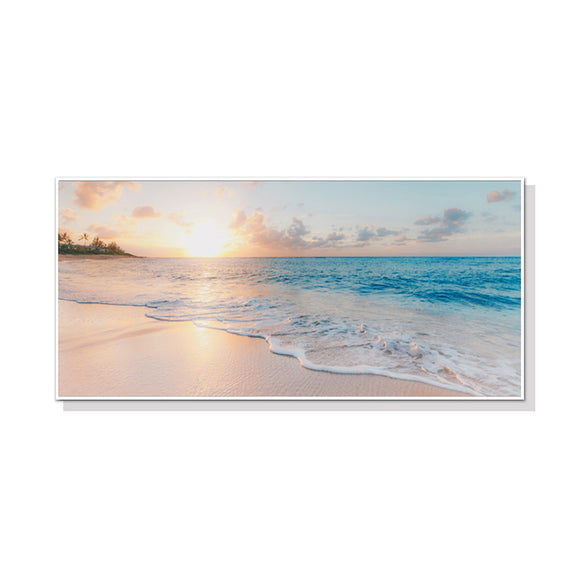NNEDSZ Wall Art 50cmx100cm Ocean and Beach White Frame Canvas