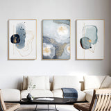 NNEDSZ Wall Art 60cmx90cm Marbled Light Grey 3 Sets Gold Frame Canvas