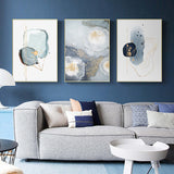 NNEDSZ Wall Art 60cmx90cm Marbled Light Grey 3 Sets Gold Frame Canvas