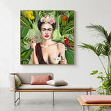 NNEDSZ Wall Art 70cmx70cm Self Portrait by Frida Kahlo Wood Frame Canvas