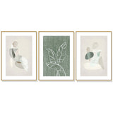 NNEDSZ Wall Art 60cmx90cm Abstract body and leaves 3 Sets Gold Frame Canvas