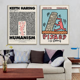 NNEDSZ Wall Art 70cmx70cm By Keith Haring 2 Sets Gold Frame Canvas