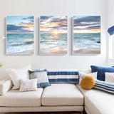NNEDSZ Wall Art 40cmx60cm Sunrise by the ocean 3 Sets White Frame Canvas