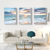 NNEDSZ Wall Art 40cmx60cm Sunrise by the ocean 3 Sets White Frame Canvas
