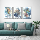 NNEDSZ Wall Art 40cmx60cm Watercolor Style Abstract Flower 3 Sets Black Frame Canvas