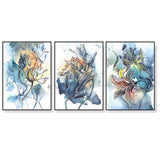 NNEDSZ Wall Art 60cmx90cm Watercolor Style Abstract Flower 3 Sets Black Frame Canvas