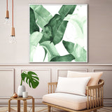 NNEDSZ Wall Art 50cmx50cm Tropical Leaves Square Size White Frame Canvas