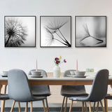 NNEDSZ Wall Art 50cmx50cm Botanical dandelions 3 Sets Black Frame Canvas