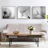 NNEDSZ Wall Art 60cmx60cm Botanical dandelions 3 Sets Black Frame Canvas