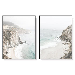 NNEDSZ Wall Art 50cmx70cm Mountain Beach 2 Sets Black Frame Canvas