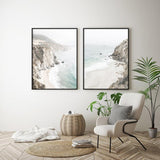 NNEDSZ Wall Art 50cmx70cm Mountain Beach 2 Sets Black Frame Canvas