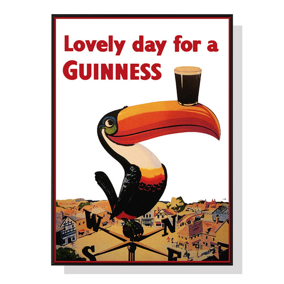NNEDSZ Wall Art 70cmx100cm Beer Lovely Day For A Guinness Black Frame Canvas