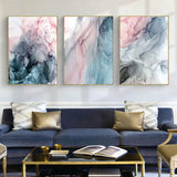 NNEDSZ Wall Art 50cmx70cm Colorful Ink Abstract 3 Sets Gold Frame Canvas