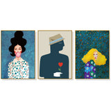 NNEDSZ Wall Art 60cmx90cm Modern Figure 3 Sets Gold Frame Canvas