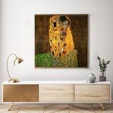 NNEDSZ Wall Art 70cmx70cm Kissing by Gustav Klimt Gold Frame Canvas