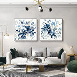 NNEDSZ Wall Art 50cmx50cm Indigo Garden By Carol Robinson 2 Sets Black Frame Canvas