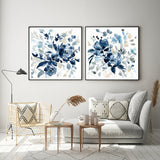 NNEDSZ Wall Art 60cmx60cm Indigo Garden By Carol Robinson 2 Sets Black Frame Canvas