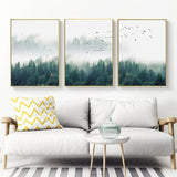 NNEDSZ Wall Art 60cmx90cm Mystical Forest  3 Sets Gold Frame Canvas