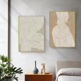 NNEDSZ Wall Art 60cmx90cm Abstract Line 2 Sets Gold Frame Canvas