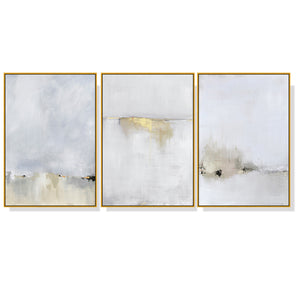 NNEDSZ Wall Art 50cmx70cm Abstract golden white 3 Sets Gold Frame Canvas