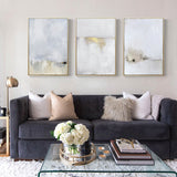 NNEDSZ Wall Art 50cmx70cm Abstract golden white 3 Sets Gold Frame Canvas